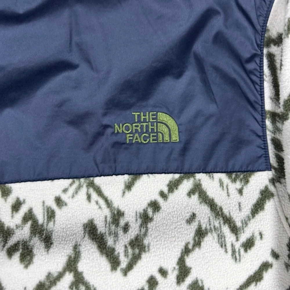 The North Face Mens Fleece Jacket Navy White Green Zigzag Print Size XL‎